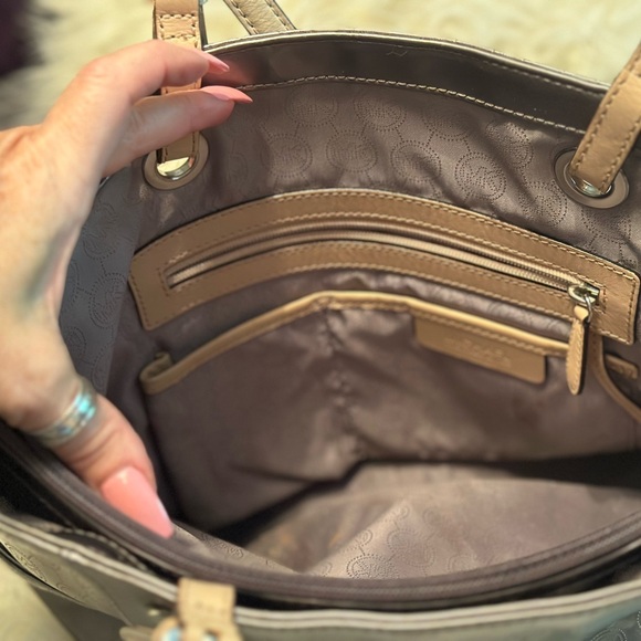 Michael Kors gunmetal gray metallic tote - Picture 3 of 6